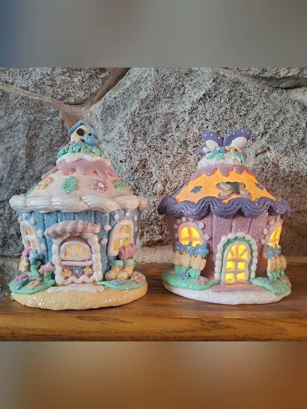 Set of 2 Light Up Spring Cupcake Houses by Valerie Parr Hill